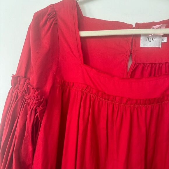 Aje’ L’espririt Ruffle Trim Red Mini Dress 10 - Picture 3 of 9